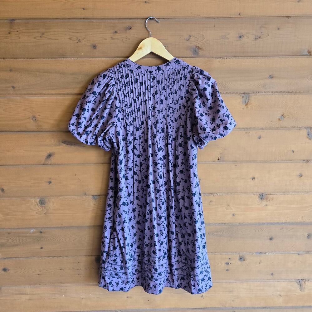 Madewell Tillie Dress Shadow Blooms Fig Mini Puff Sleeve XS Boho Prairie Fall - Picture 4 of 6